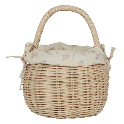 Olli Ella Rattan Berry Basket with lining - Pansy