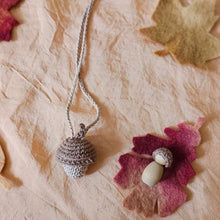 Load image into Gallery viewer, Crocheted acorn dolly necklace