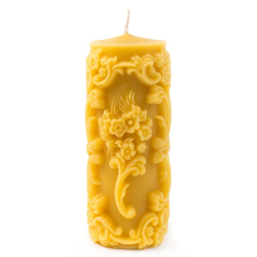 Beeswax Candle - Floral Celebration of Life pillar (sculpted) XL
