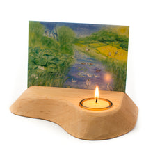 Load image into Gallery viewer, Handcarved postcard holder with tea light