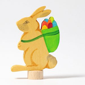 Grimm’s Birthday deco - handpainted bunny with basket of eggs