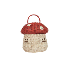 Load image into Gallery viewer, Rattan Mushroom Basket Red