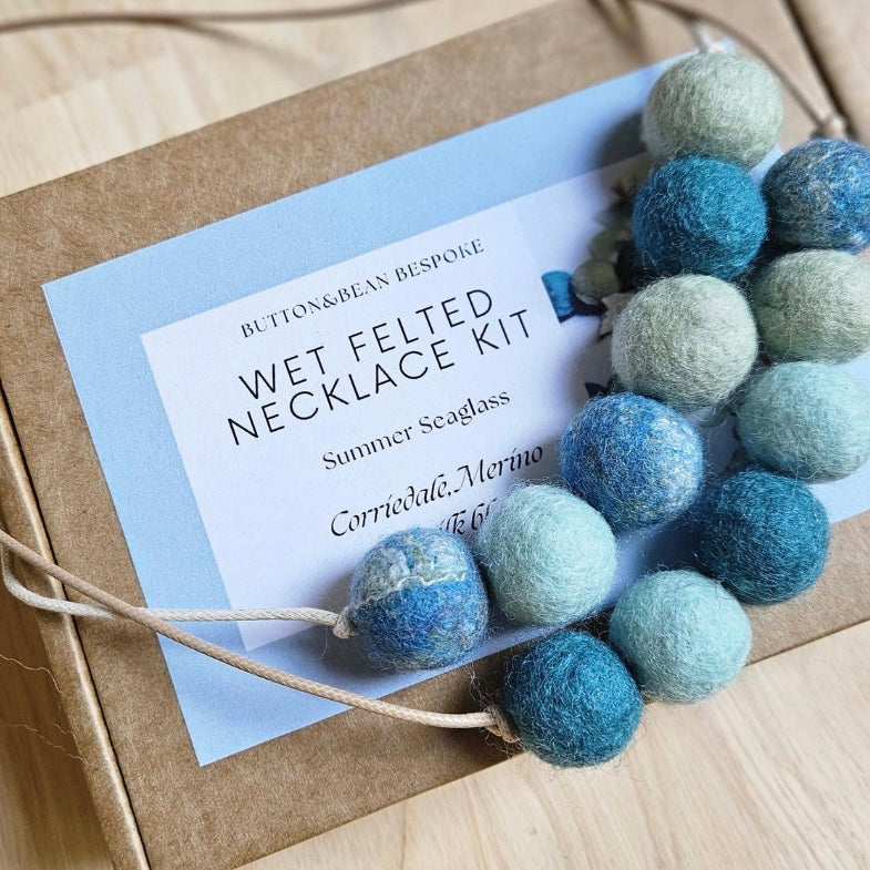 Button & Bean Wet Felted Necklace Kit  - assorted colours