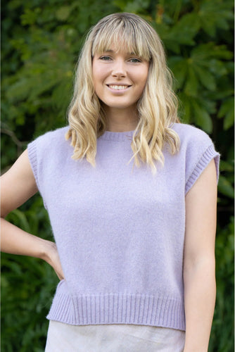 Lothlorian Alpaca Crew Neck Vest - Lilac