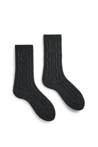 Women's wool cashmere chunky cable crew socks