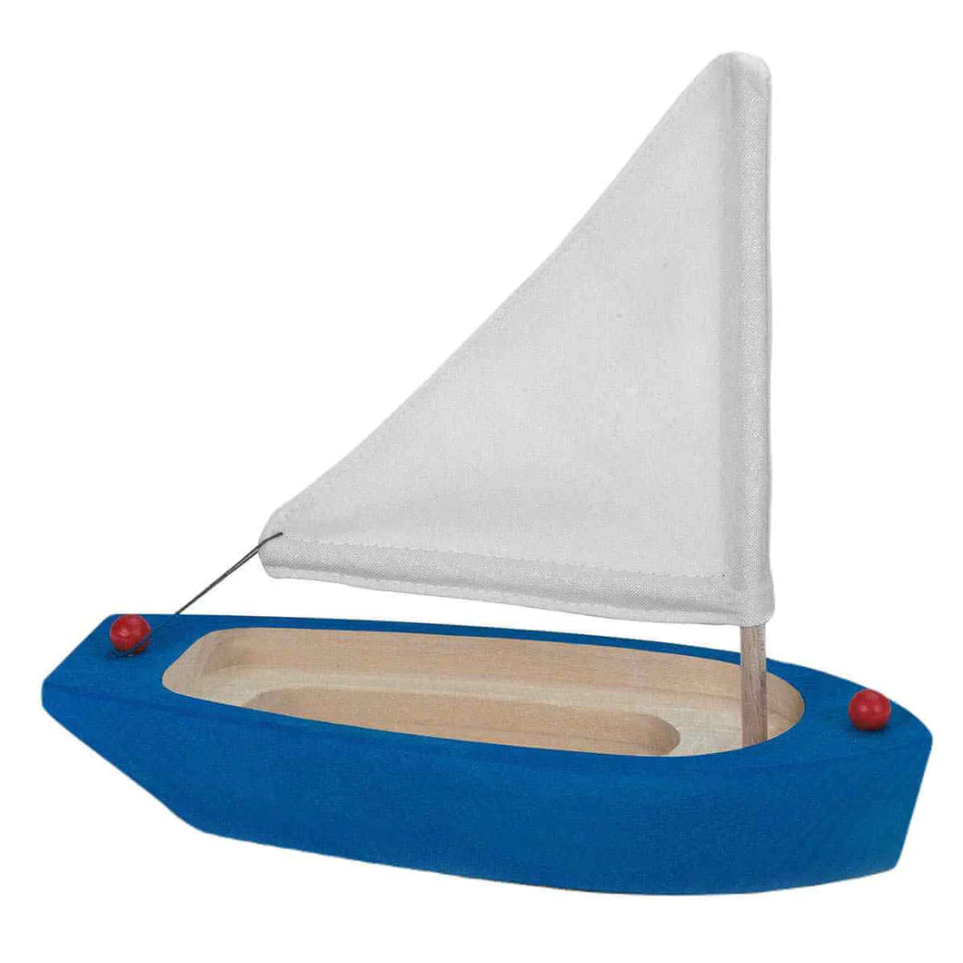 Gluckskafer Wooden Sailing Boat - Blue 22cm