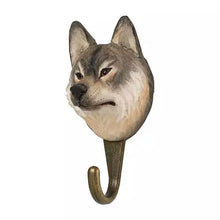 Load image into Gallery viewer, Hand Carved Grey Wolf Hook