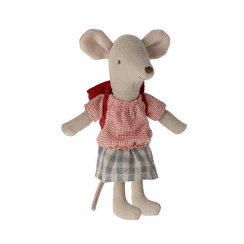 Maileg Tricycle Mouse Big Sister with bag  (red)