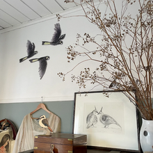 Load image into Gallery viewer, Australian Aviary ~ Wall Decorations ~ Yellow-tailed Black Cockatoos (set of 3)