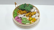 Papoose Felt Yum Cha Set in Bamboo Steamer - 33pcs