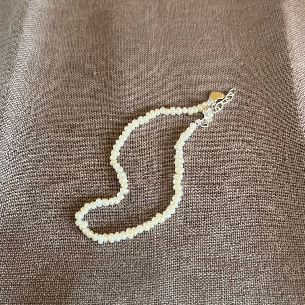 Petals Children’s Pearl Silver Heart Bracelet