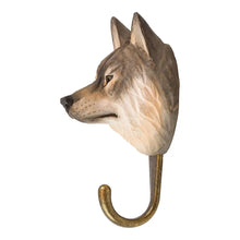 Load image into Gallery viewer, Hand Carved Grey Wolf Hook