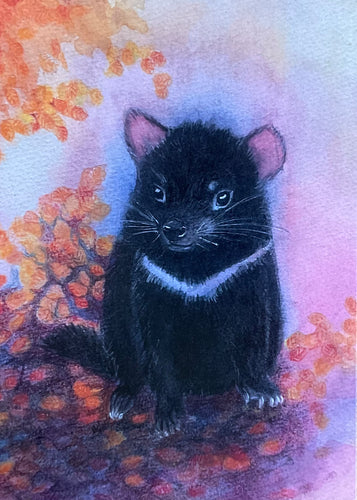 Brontë Doery Autumn Postcard - Tasmanian Devil