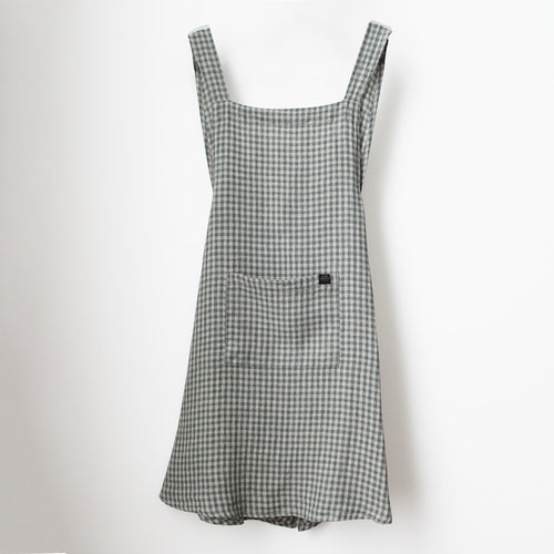 Ana Linen Apron Gingham Pigeon