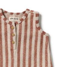 Load image into Gallery viewer, Wilson &amp; Frenchy Cherry Cola Stripe Organic Terry Growsuit