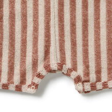 Load image into Gallery viewer, Wilson &amp; Frenchy Cherry Cola Stripe Organic Terry Growsuit