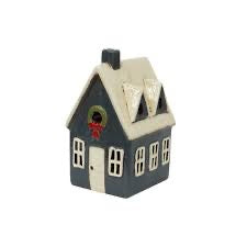 Alsace Tealight Cottage - Navy with Wreath