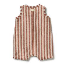 Load image into Gallery viewer, Wilson &amp; Frenchy Cherry Cola Stripe Organic Terry Growsuit