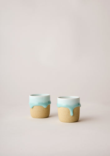 Angus and Celeste Drip Glaze Sand Espresso Cups