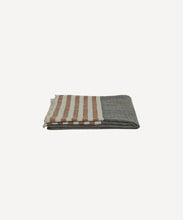 Load image into Gallery viewer, Herringbone Stripe Linen Throw Black Spice