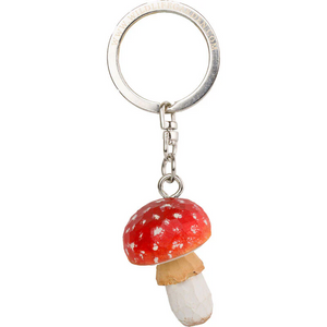 Wildlife Garden Hand Carved Fly Agaric Mushroom Keyring