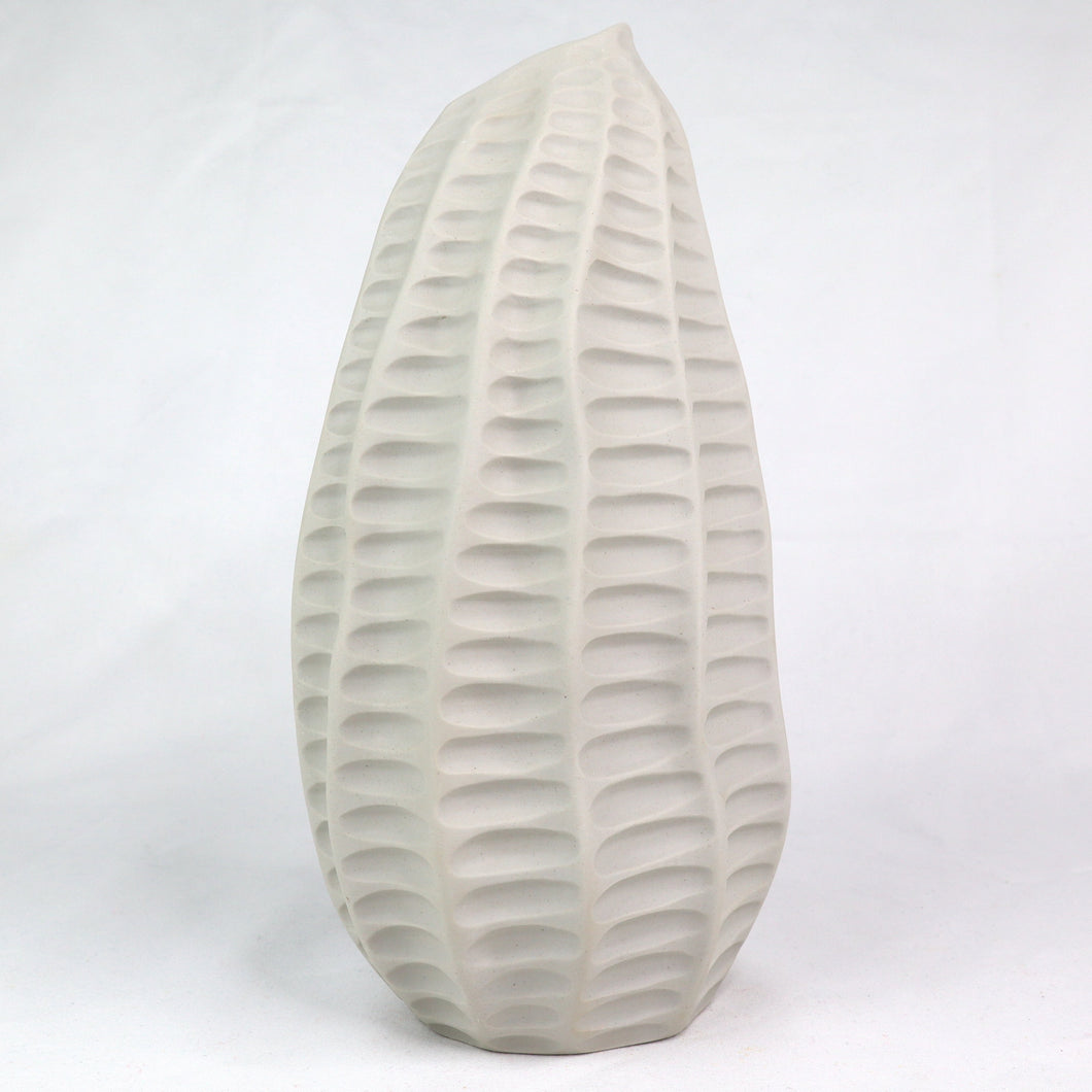 Pod Vase, Large, White Ripple