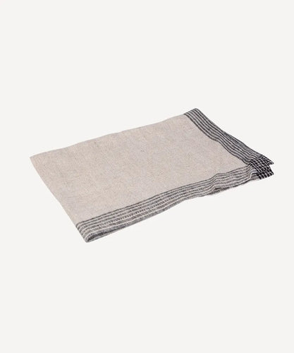 French Country Collections Tea Towel - Woven Border, Natural and Black