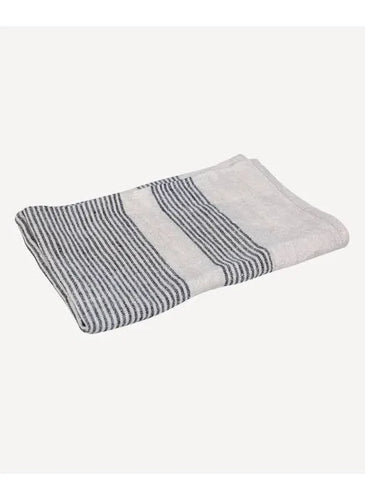 French Country Collections Tea Towel - Woven Multistripe, Natural and Black