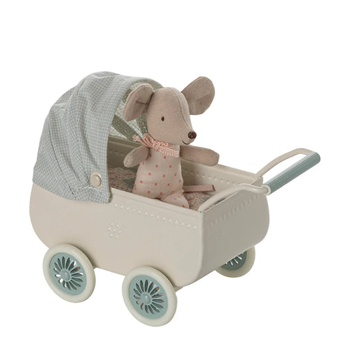 Maileg Pram with Baby Mouse