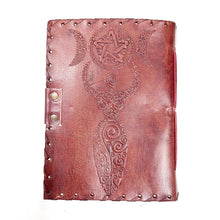 Load image into Gallery viewer, Leather Journal - Triple Moon Goddess with Black Onyx