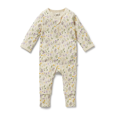 Bella Floral Organic Zip Suit with Feet