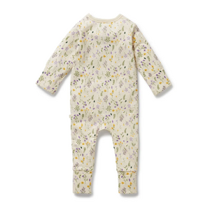 Bella Floral Organic Zip Suit with Feet