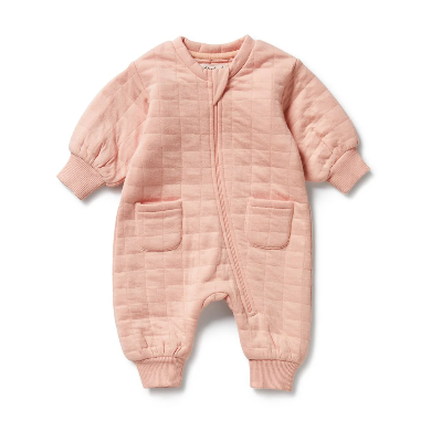 Pretty Pink Organic Quilted Growsuit