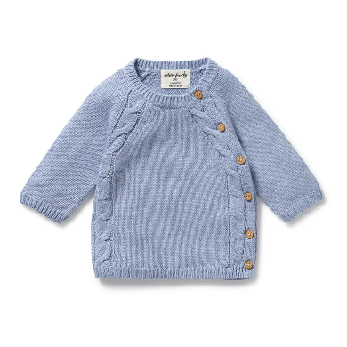 Blue Speckle Organic Knitted Kimono Cardigan