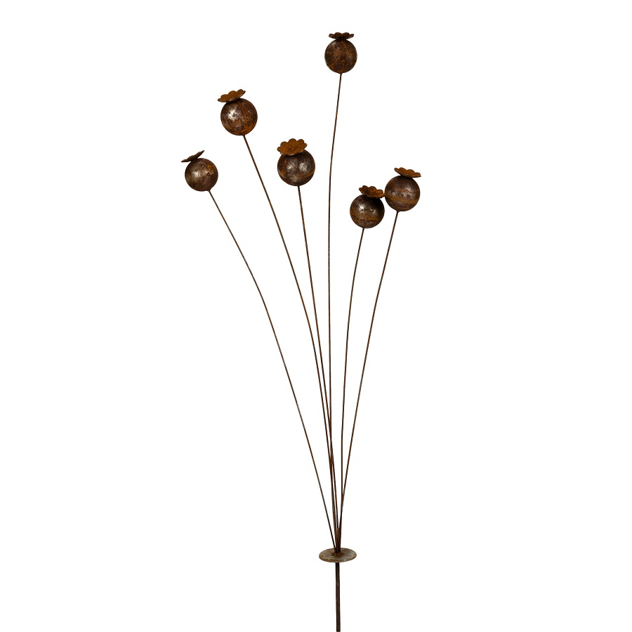 Garden Stake - Poppy Pods (6 heads)