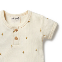 Load image into Gallery viewer, Bee Mine Organic Henley Bodysuit