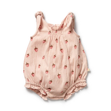 Load image into Gallery viewer, Strawberry Kisses Organic Tie Playsuit
