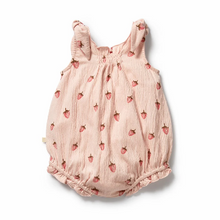 Load image into Gallery viewer, Strawberry Kisses Organic Tie Playsuit