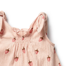 Load image into Gallery viewer, Strawberry Kisses Organic Tie Playsuit