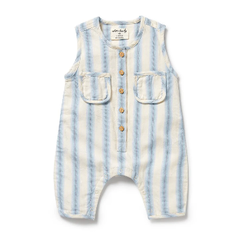 Deep Blue Stripe Organic Growsuit