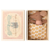 Maileg Sleepy Wakey Baby Mouse in Matchbox - Rose