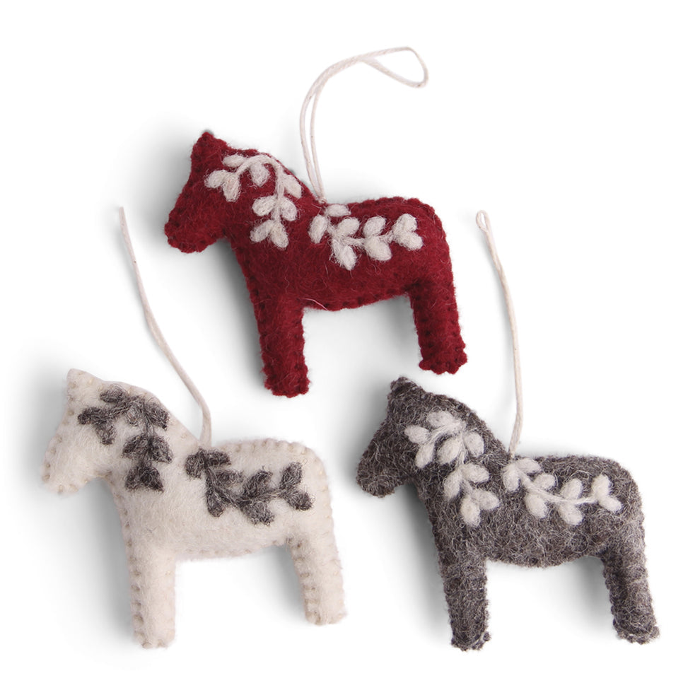 En Gry & Sif Felt Horse Hanging Decos - set of 3