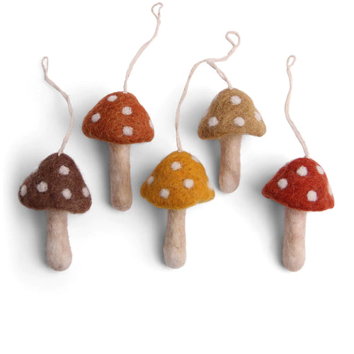En Gry & Sif Felt Autumn-toned Mushrooms - 5 pack