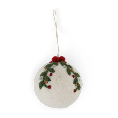 Gry & Sif Christmas Bauble - White with Garland