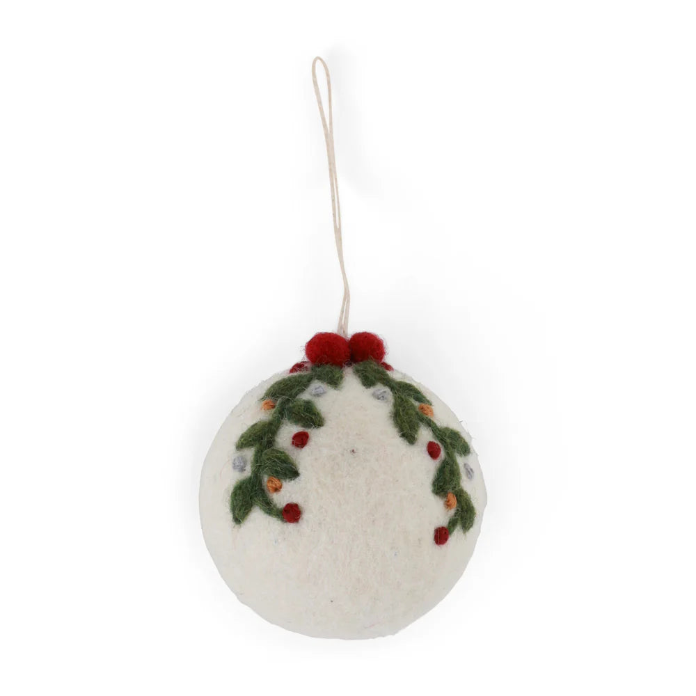Gry & Sif Christmas Bauble - White with Garland
