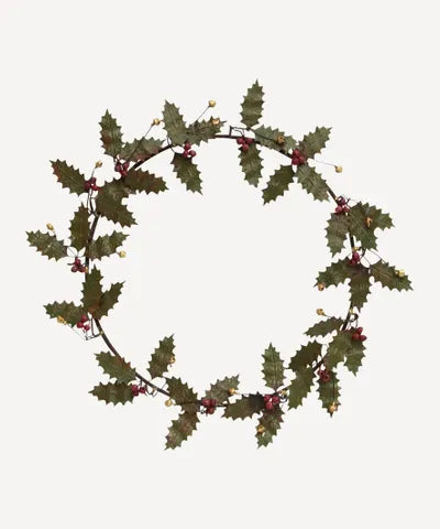 Metal Holly Wreath - Small