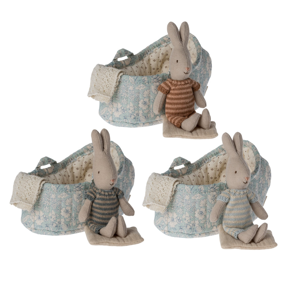 Maileg Micro Rabbit in Carry Cot - Assorted