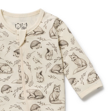 Load image into Gallery viewer, Foxglove Forest Organic Zipsuit with Feet