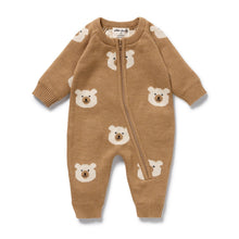 Load image into Gallery viewer, Beary Cute Organic Knitted Jacquard Suit