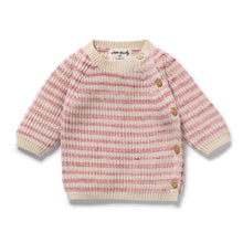 Load image into Gallery viewer, Rhubarb and Cream Organic Knitted Stripe Kimono Cardigan